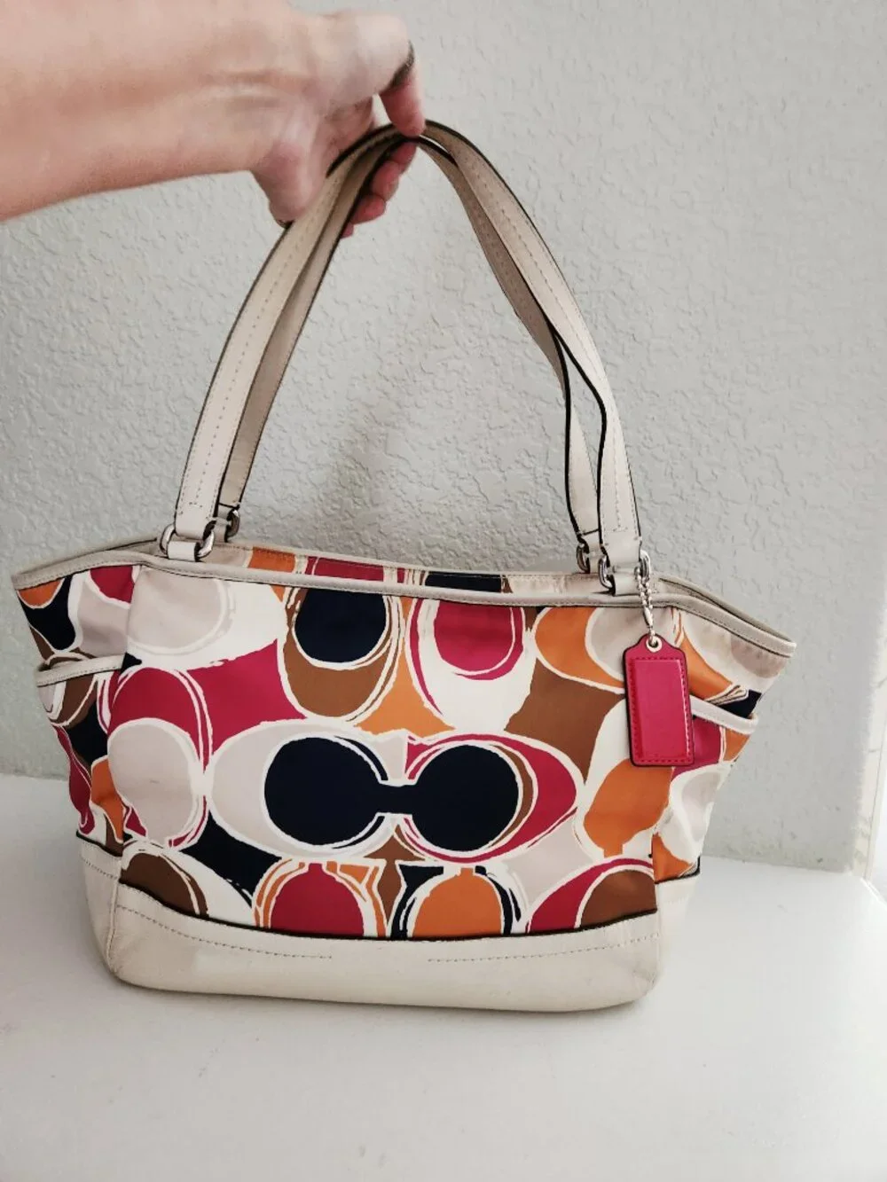 Coach Park Hand Drawn Scarf Print Satchel Handbag Purse